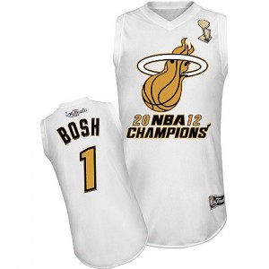 Maillot NBA Miami Heat #1 Chris Bosh Blanc Majestic Authentic Finals Champions - Homme
