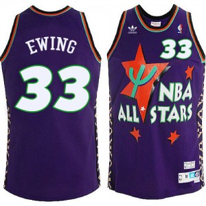 New York Knicks Mitchell and Ness Patrick Ewing #33 All Star Throwback Authentic Maillot d'équipe de NBA - Bleu pour Homme