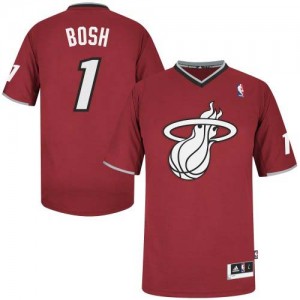 Maillot NBA Miami Heat #1 Chris Bosh Rouge Adidas Authentic 2013 Christmas Day - Homme
