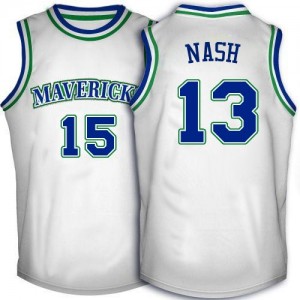 Maillot NBA Authentic Steve Nash #13 Dallas Mavericks Throwback Blanc - Homme
