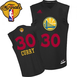 Maillot Authentic Golden State Warriors NBA New Fashion 2015 The Finals Patch Noir - #30 Stephen Curry - Homme