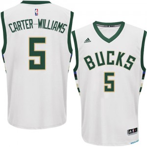 Maillot Adidas Blanc Home Authentic Milwaukee Bucks - Michael Carter-Williams #5 - Homme