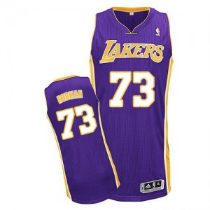 Los Angeles Lakers Dennis Rodman #73 Road Authentic Maillot d'équipe de NBA - Violet pour Homme
