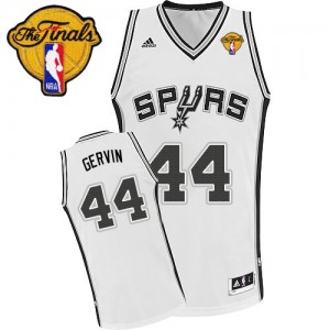 Maillot NBA San Antonio Spurs #44 George Gervin Blanc Adidas Swingman Home Finals Patch - Homme
