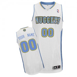 Maillot NBA Denver Nuggets Personnalisé Authentic Blanc Adidas Home - Homme