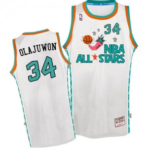 Maillot NBA Authentic Hakeem Olajuwon #34 Houston Rockets Throwback 1996 All Star Blanc - Homme