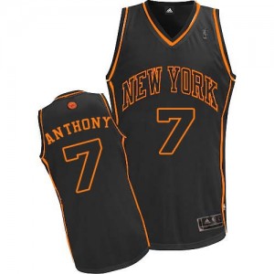Maillot NBA New York Knicks #7 Carmelo Anthony Noir / Orange Adidas Authentic Fashion - Homme