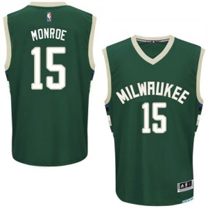 Maillot NBA Milwaukee Bucks #15 Greg Monroe Vert Adidas Authentic Road - Homme
