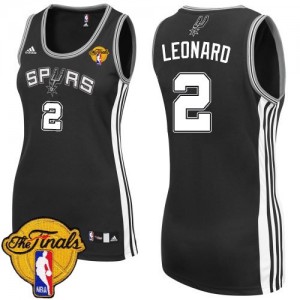 Maillot NBA San Antonio Spurs #2 Kawhi Leonard Noir Adidas Authentic Road Finals Patch - Femme