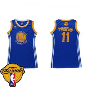Golden State Warriors Klay Thompson #11 Dress 2015 The Finals Patch Swingman Maillot d'équipe de NBA - Bleu pour Femme