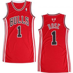 Maillot NBA Chicago Bulls #1 Derrick Rose Rouge Adidas Authentic Dress - Femme