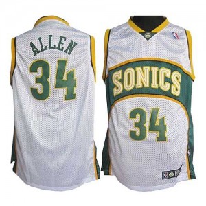 Maillot Authentic Oklahoma City Thunder NBA SuperSonics Blanc - #34 Ray Allen - Homme