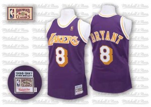 Los Angeles Lakers #8 Mitchell and Ness Throwback Violet Authentic Maillot d'équipe de NBA Braderie - Kobe Bryant pour Homme
