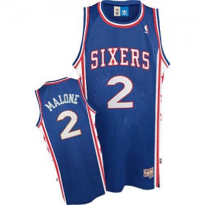 Philadelphia 76ers #2 Adidas Throwback Bleu Swingman Maillot d'équipe de NBA Soldes discount - Moses Malone pour Homme
