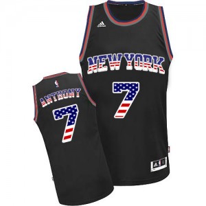 Maillot NBA New York Knicks #7 Carmelo Anthony Noir Adidas Authentic USA Flag Fashion - Homme