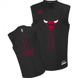 Chicago Bulls #1 Adidas New Fashion Noir Swingman Maillot d'équipe de NBA achats en ligne - Derrick Rose pour Homme