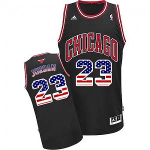 Chicago Bulls #23 Adidas USA Flag Fashion Noir Authentic Maillot d'équipe de NBA pas cher - Michael Jordan pour Homme