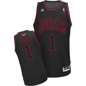Chicago Bulls Derrick Rose #1 Swingman Maillot d'équipe de NBA - Noir Rouge pour Enfants