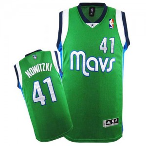 Maillot Adidas Vert Authentic Dallas Mavericks - Dirk Nowitzki #41 - Homme