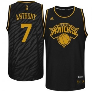 Maillot NBA New York Knicks #7 Carmelo Anthony Noir Adidas Authentic Precious Metals Fashion - Homme