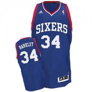 Maillot NBA Philadelphia 76ers #34 Charles Barkley Bleu royal Adidas Swingman Alternate - Homme