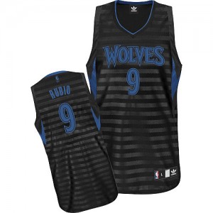 Maillot Adidas Gris noir Groove Authentic Minnesota Timberwolves - Ricky Rubio #9 - Homme