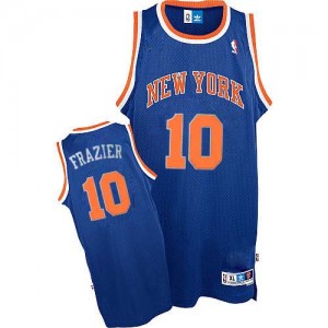 New York Knicks Walt Frazier #10 Throwback Authentic Maillot d'équipe de NBA - Bleu royal pour Homme