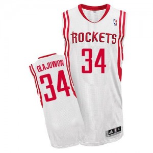 Maillot Adidas Blanc Home Authentic Houston Rockets - Hakeem Olajuwon #34 - Homme
