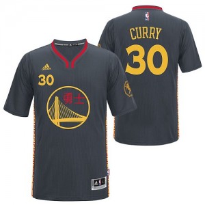 Golden State Warriors #30 Adidas Slate Chinese New Year Noir Authentic Maillot d'équipe de NBA sortie magasin - Stephen Curry pour Homme