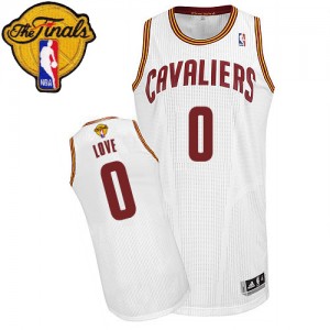 Maillot NBA Blanc Kevin Love #0 Cleveland Cavaliers Home 2015 The Finals Patch Authentic Homme Adidas