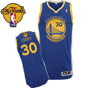 Maillot Authentic Golden State Warriors NBA Road 2015 The Finals Patch Bleu royal - #30 Stephen Curry - Homme