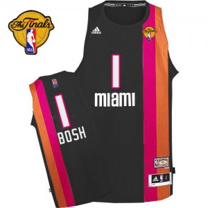 Maillot NBA Miami Heat #1 Chris Bosh Noir Adidas Swingman ABA Hardwood Classic Finals Patch - Homme