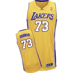 Los Angeles Lakers Dennis Rodman #73 Home Authentic Maillot d'équipe de NBA - Or pour Homme