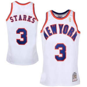 Maillot NBA Authentic John Starks #3 New York Knicks Throwback Blanc - Homme