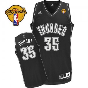 Maillot NBA Noir Blanc Kevin Durant #35 Oklahoma City Thunder Finals Patch Swingman Homme Adidas