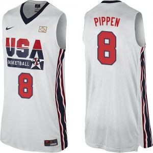 Maillot NBA Blanc Scottie Pippen #8 Team USA 2012 Olympic Retro Authentic Homme Nike