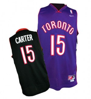 Maillot NBA Noir / Violet Vince Carter #15 Toronto Raptors Throwback Authentic Homme Nike