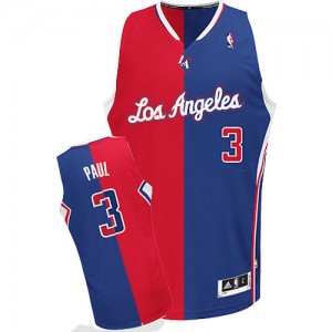 Maillot Adidas Rouge Bleu Split Fashion Authentic Los Angeles Clippers - Chris Paul #3 - Homme