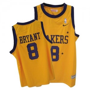 Maillot Mitchell and Ness Or / Violet Throwback Swingman Los Angeles Lakers - Kobe Bryant #8 - Homme