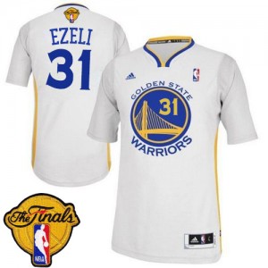 Maillot Adidas Blanc Alternate 2015 The Finals Patch Authentic Golden State Warriors - Festus Ezeli #31 - Homme