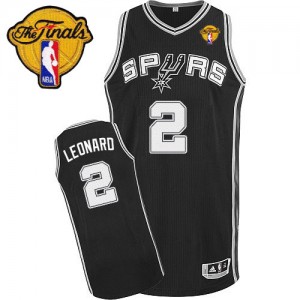 Maillot NBA Authentic Kawhi Leonard #2 San Antonio Spurs Road Finals Patch Noir - Enfants