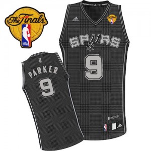 San Antonio Spurs Tony Parker #9 Rhythm Fashion Finals Patch Authentic Maillot d'équipe de NBA - Noir pour Femme