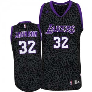 Los Angeles Lakers Magic Johnson #32 Crazy Light Authentic Maillot d'équipe de NBA - Violet pour Homme