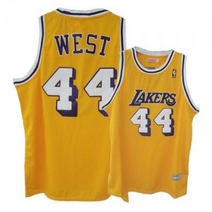 Maillot NBA Or Jerry West #44 Los Angeles Lakers Throwback Authentic Homme Mitchell and Ness