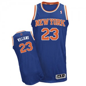Maillot NBA New York Knicks #23 Derrick Williams Bleu royal Adidas Authentic Road - Homme