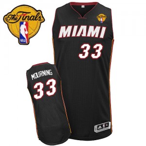 Maillot NBA Noir Alonzo Mourning #33 Miami Heat Road Finals Patch Authentic Homme Adidas