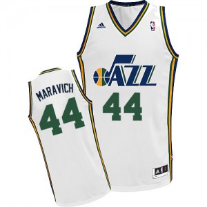 Maillot NBA Blanc Pete Maravich #44 Utah Jazz Home Swingman Homme Adidas