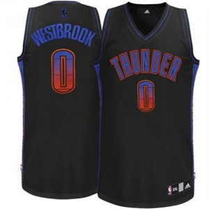 Maillot NBA Noir Russell Westbrook #0 Oklahoma City Thunder Vibe Authentic Homme Adidas