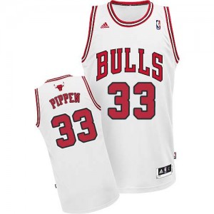 Chicago Bulls #33 Adidas Home Blanc Swingman Maillot d'équipe de NBA Vente - Scottie Pippen pour Homme
