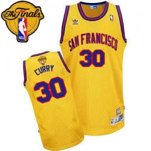 Maillot Adidas Or Throwback San Francisco Day 2015 The Finals Patch Swingman Golden State Warriors - Stephen Curry #30 - Homme